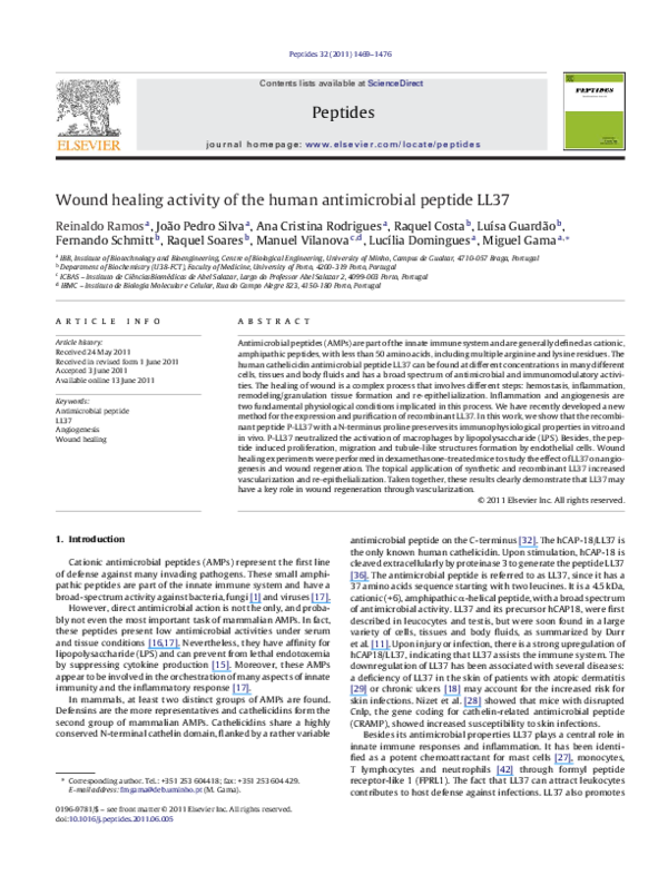 (PDF) Wound healing activity of the human antimicrobial peptide LL37
