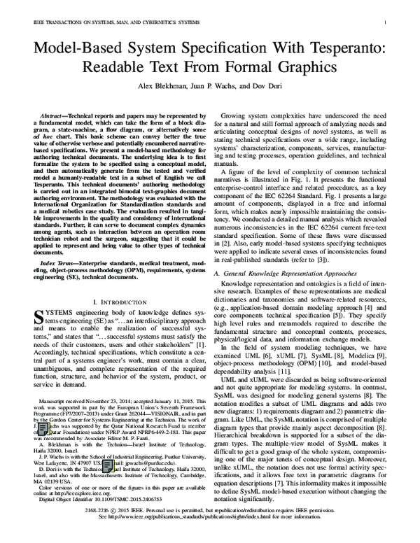 (PDF) Model-Based System Specification With Tesperanto: Readable Text ...
