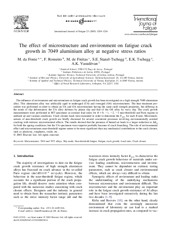 (PDF) The effect of microstructure and environment on fatigue crack ...