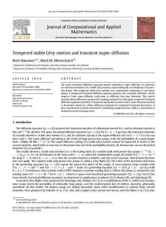 (PDF) Tempered stable Lévy motion and transient super-diffusion