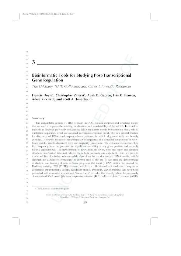 (PDF) Bioinformatic tools for studying post-transcriptional gene ...