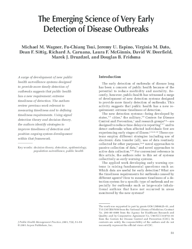 (PDF) The Emerging Science of Very Early Detection of Disease Outbreaks