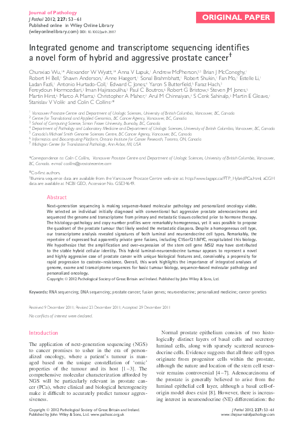 (PDF) Integrated genome and transcriptome sequencing identifies a novel ...
