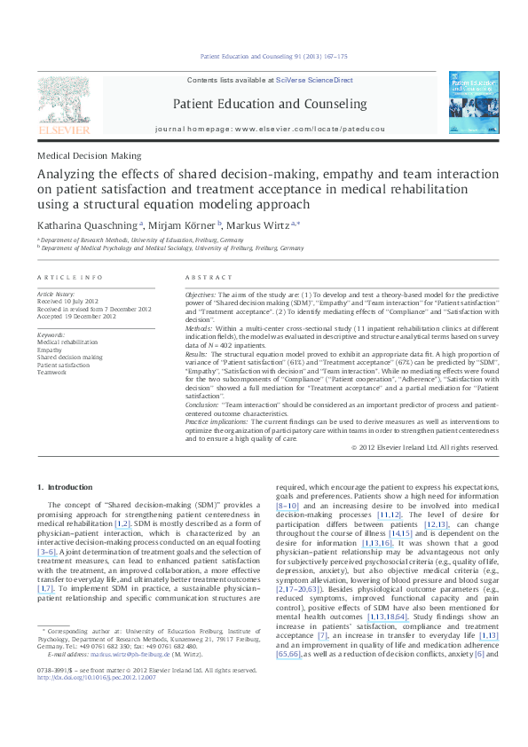 (PDF) Analyzing the effects of shared decision-making, empathy and team ...