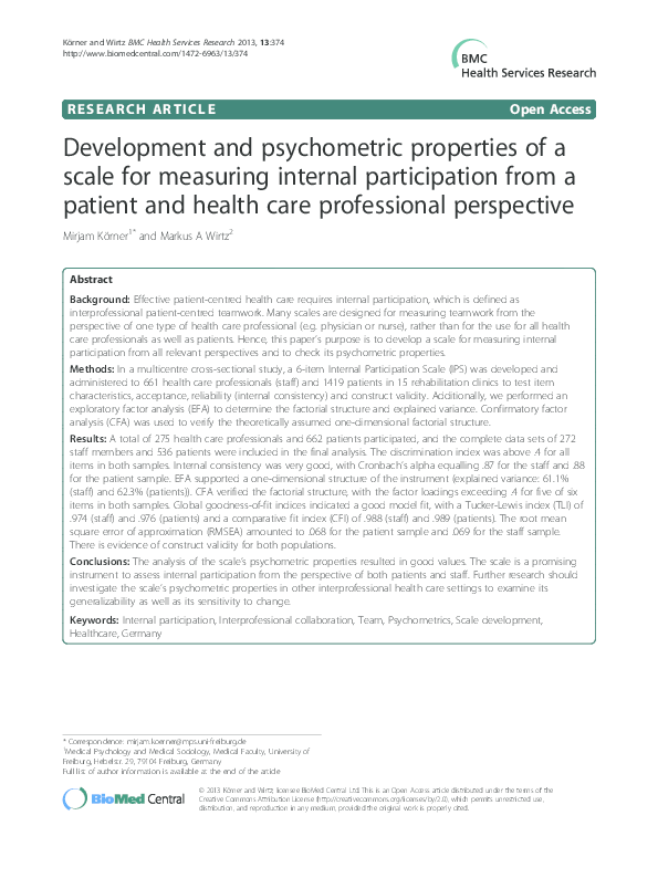 (PDF) Development and psychometric properties of a scale for measuring ...