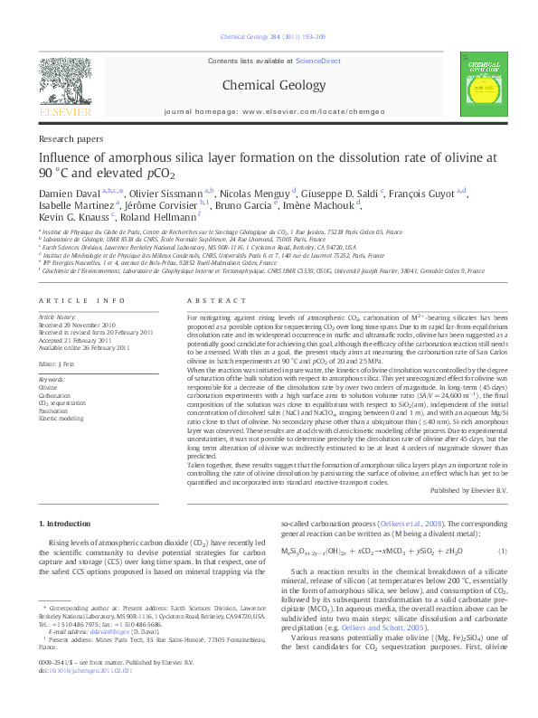 (PDF) Influence of amorphous silica layer formation on the dissolution ...