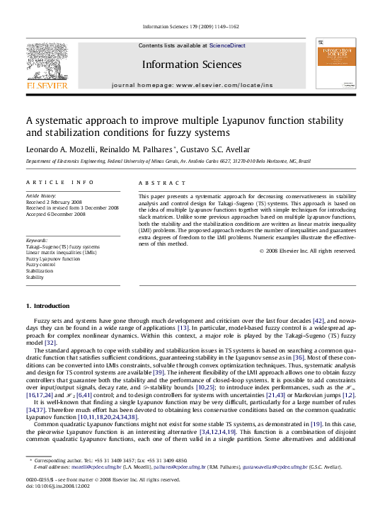 (PDF) A systematic approach to improve multiple Lyapunov function ...