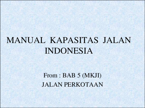(PDF) MKJI jalan perkotaan