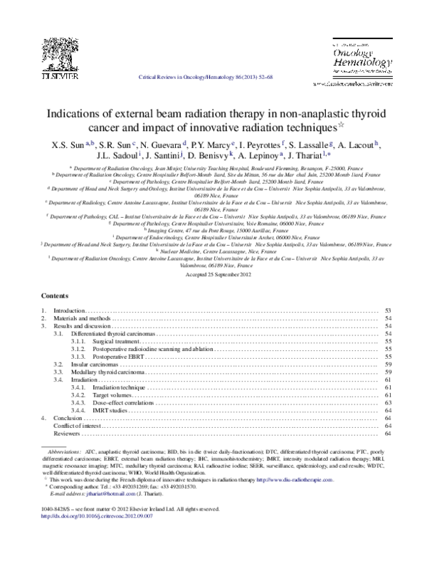 (PDF) Indications of external beam radiation therapy in non-anaplastic ...