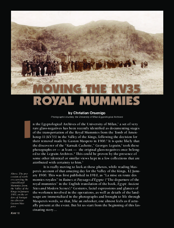 (PDF) Moving the KV35 Royal Mummies. In: KMT. A Modern Journal of ...