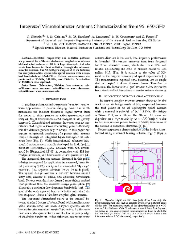 (PDF) Integrated Microbolometer Antenna Characterization from 95-650 GHz