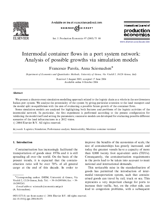 (PDF) Intermodal container flows in a port system network