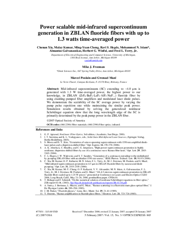 (PDF) Power scalable mid-infrared supercontinuum generation in ZBLAN ...