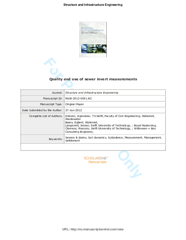 (PDF) The consistency of visual sewer inspection data