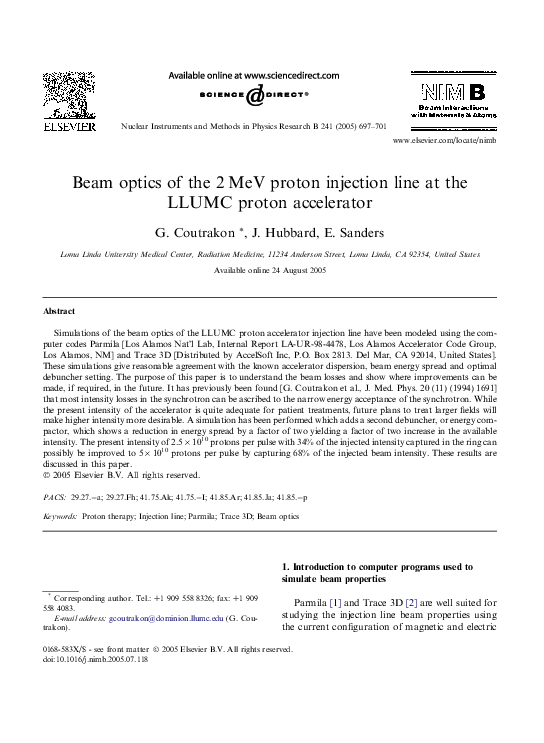 (PDF) Beam optics of the 2MeV proton injection line at the LLUMC proton ...