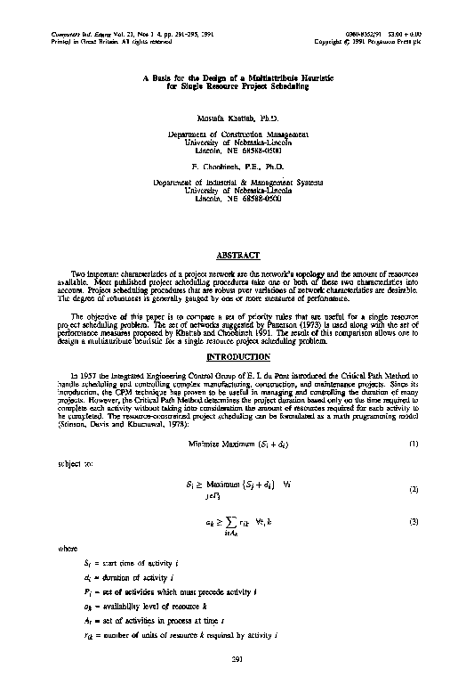 (PDF) A basis for the design of a multiattribute heuristic for single ...