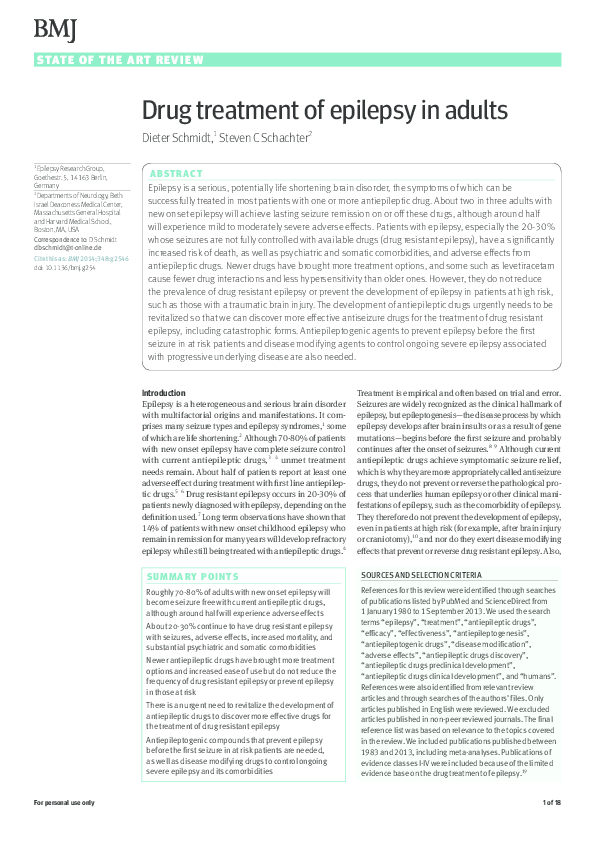 (PDF) Drug treatment of epilepsy in adults