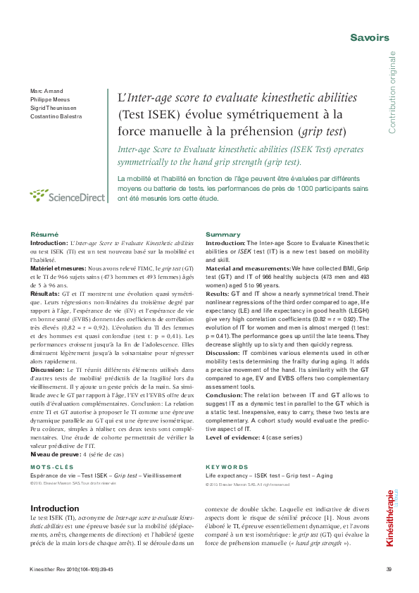 (PDF) L’Inter-age score to evaluate kinesthetic abilities (Test ISEK ...