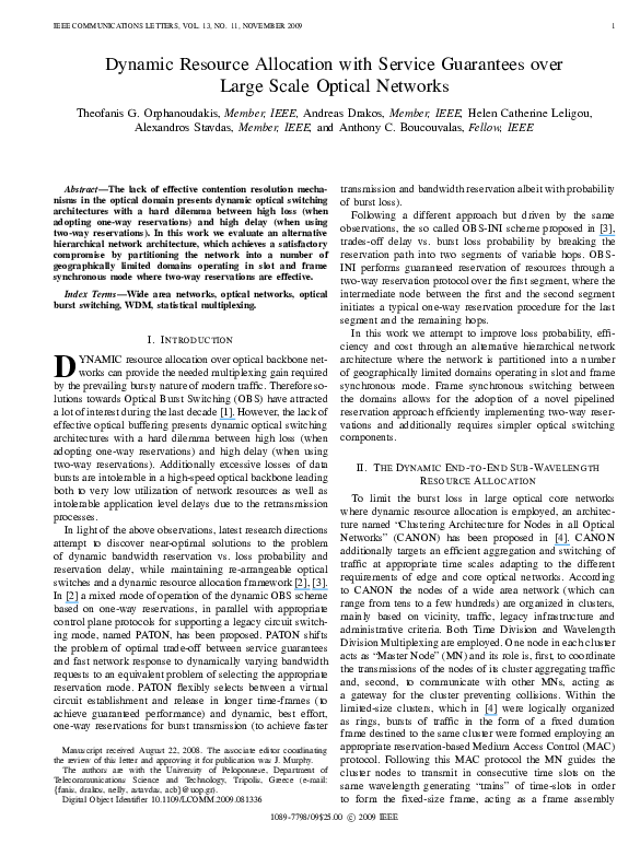 (PDF) Dynamic resource allocation with service guarantees over large ...