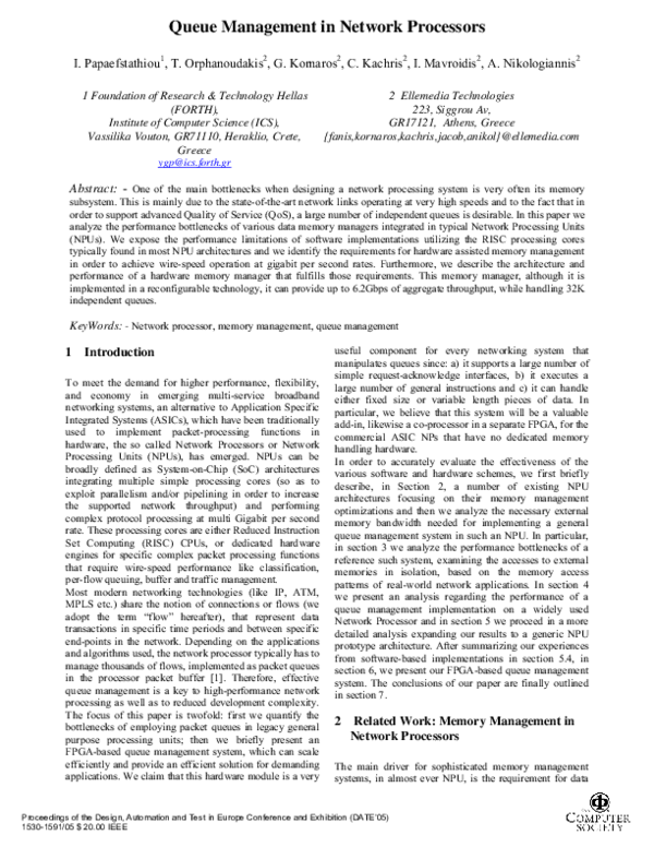 (PDF) Queue Management in Network Processors