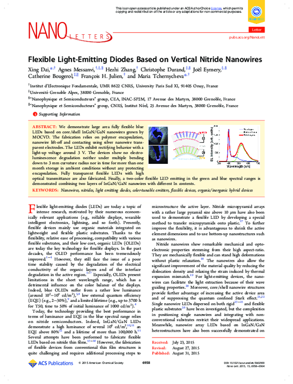 Flexible Light Emitting Diodes Based on Vertical Nitride Nanowires