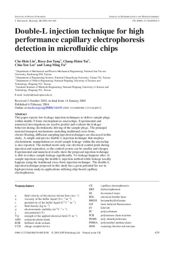 (PDF) DoubleL injection technique for high performance capillary