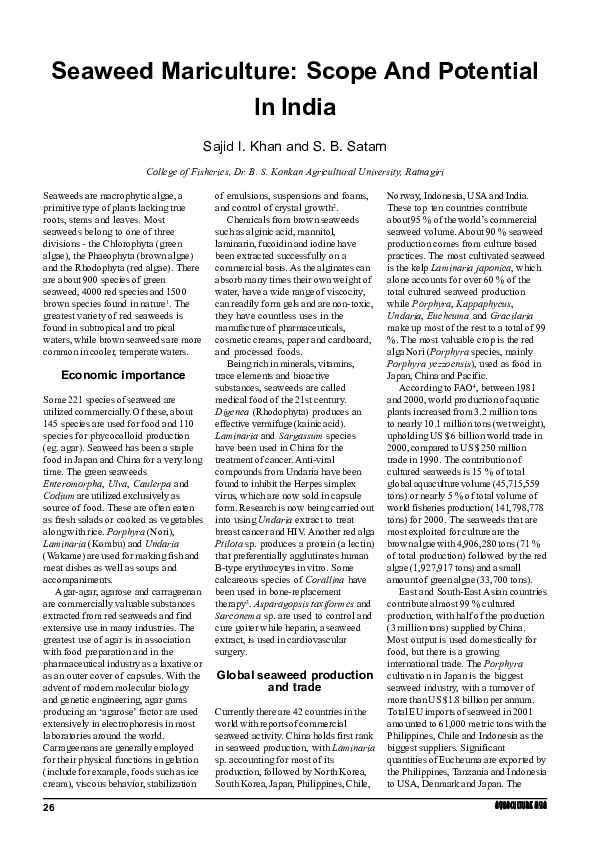 (PDF) Seaweed Mariculture Scope And Potential SACHIN SATAM