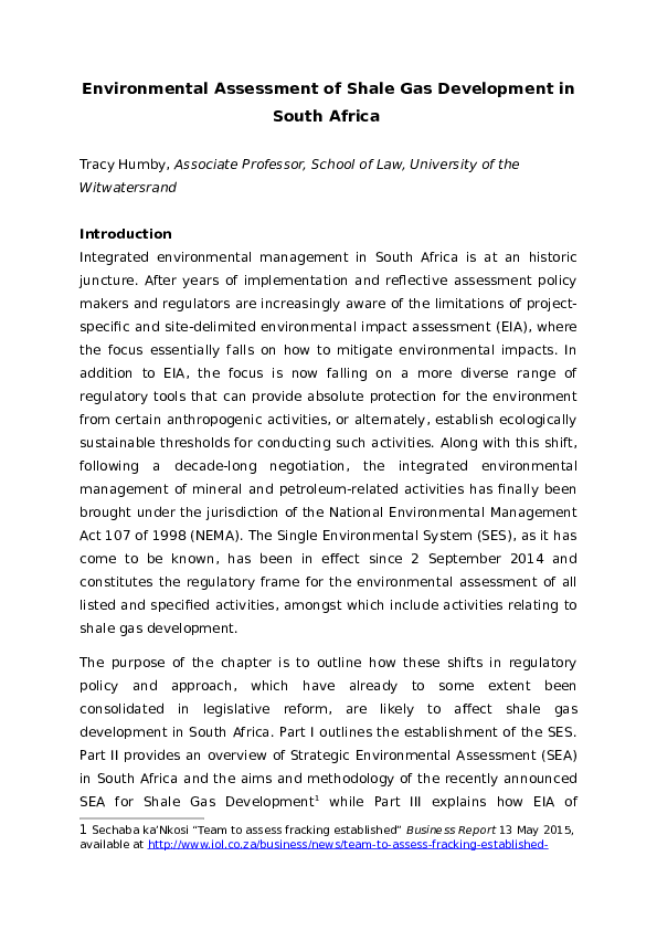 (DOC) Environmental Assessment of Shale Gas Development in South Africa
