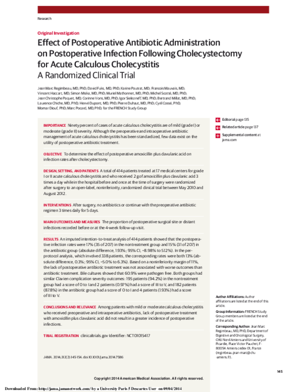(PDF) Effect of Postoperative Antibiotic Administration on ...