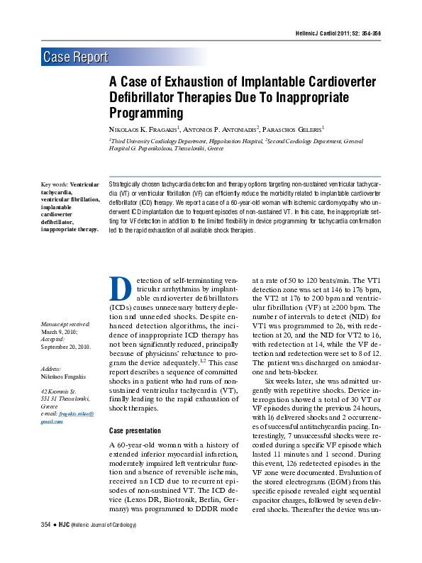 (PDF) A case of exhaustion of implantable cardioverter defibrillator ...