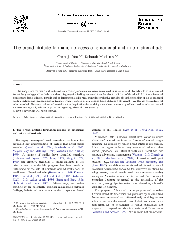 (PDF) The brand attitude formation process of emotional and ...