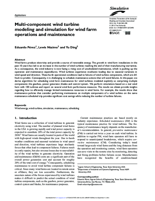 (PDF) Multi-Component Wind Turbine Modeling and Simulation for Wind ...