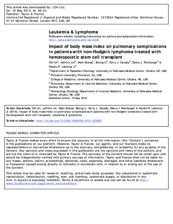 (PDF) Impact of Body Mass Index on Pulmonary Complications in Non ...