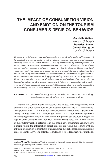 (PDF) The Impact of Consumption Vision and Emotion on the Tourism ...