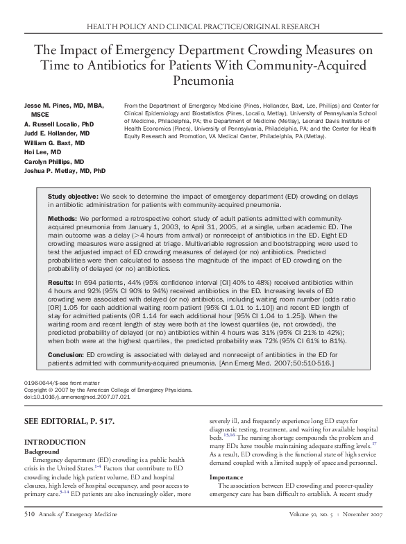 (PDF) The Impact of Emergency Department Crowding Measures on Time to ...