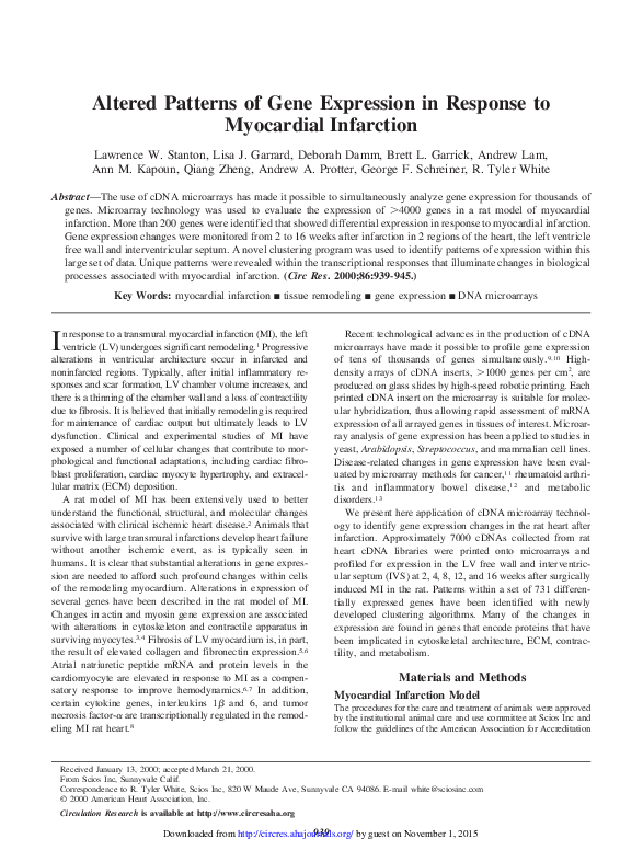 (PDF) Altered Patterns of Gene Expression in Response to Myocardial ...