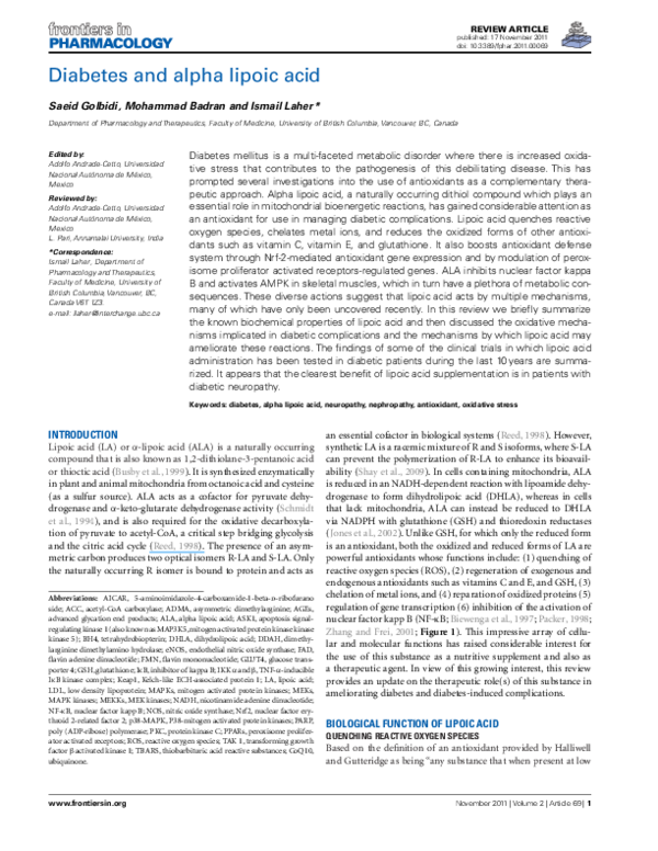 (PDF) Alpha Lipoic Acid and Liver Disease Burt Berkson MD PhD