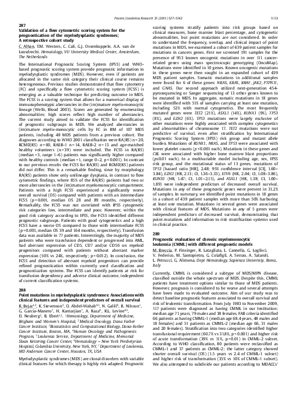 (PDF) 289 Prognostic evaluation of chronic myelomonocytic leukemia ...
