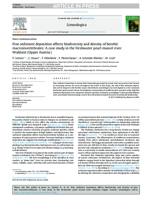 (PDF) Fine sediment deposition affects biodiversity and density of