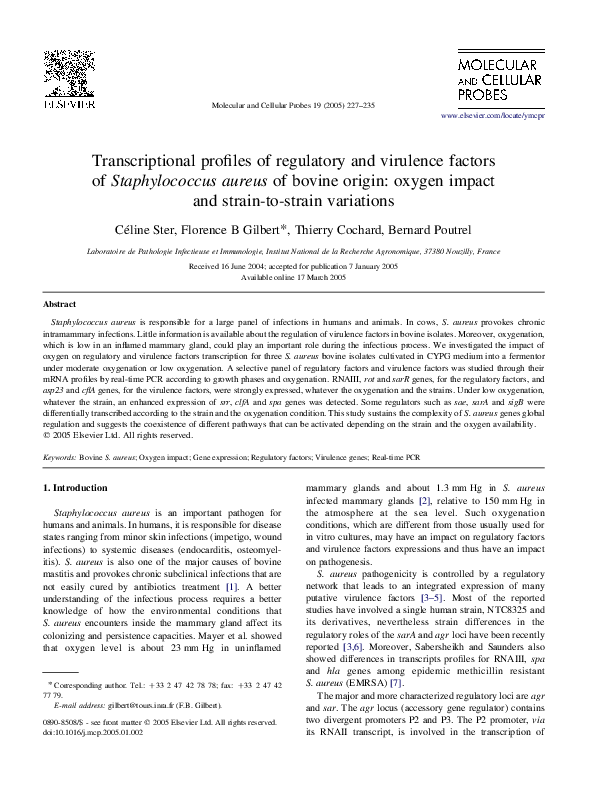 (PDF) Transcriptional profiles of regulatory and virulence factors of ...