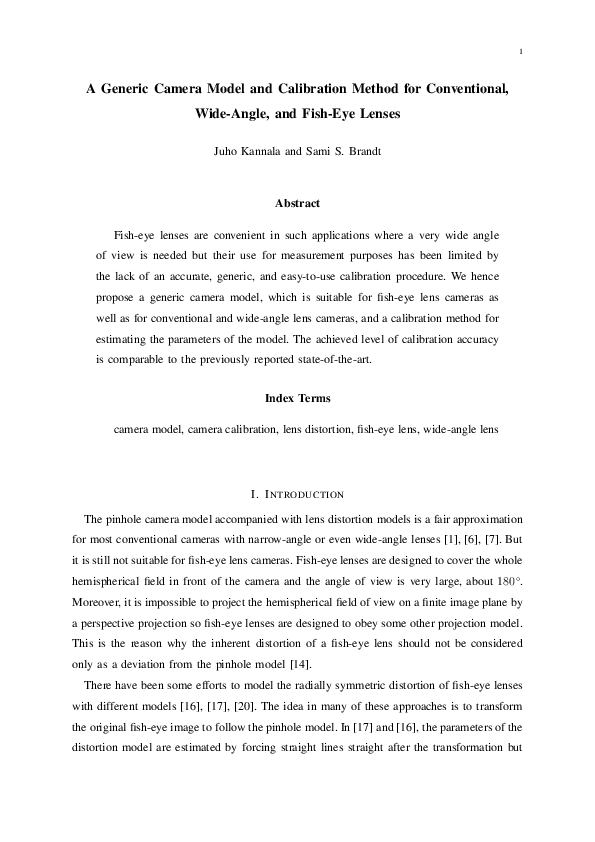 (PDF) A generic camera model and calibration method for conventional ...