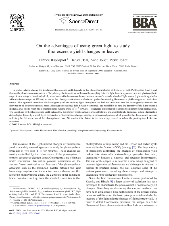 (PDF) On the advantages of using green light to study fluorescence ...