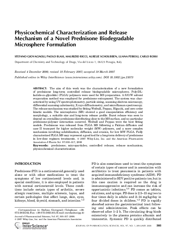 (PDF) Physicochemical characterization and release mechanism of a novel ...
