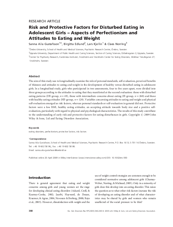 (PDF) Risk and protective factors for disturbed eating in adolescent ...