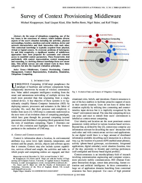 (PDF) Survey of Context Provisioning Middleware