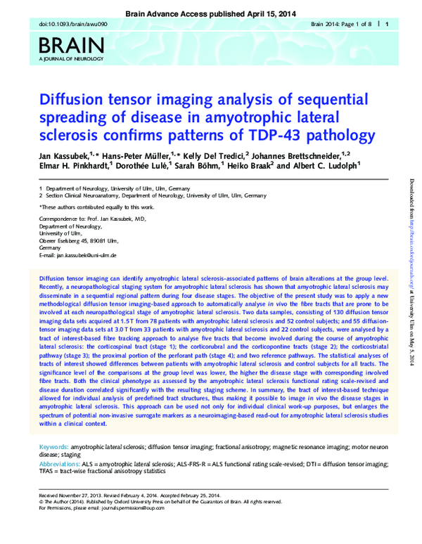 (PDF) Diffusion tensor imaging analysis of sequential spreading of ...