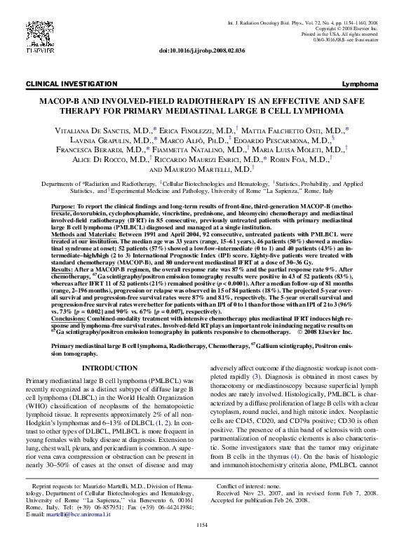(PDF) MACOP-B and Involved-Field Radiotherapy Is an Effective and Safe ...