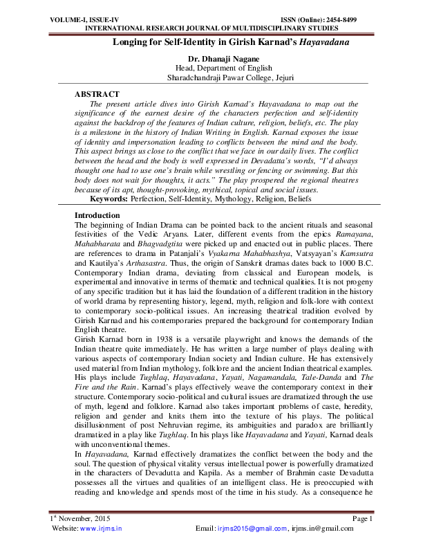 Hayavadana is a mythological play justify picture