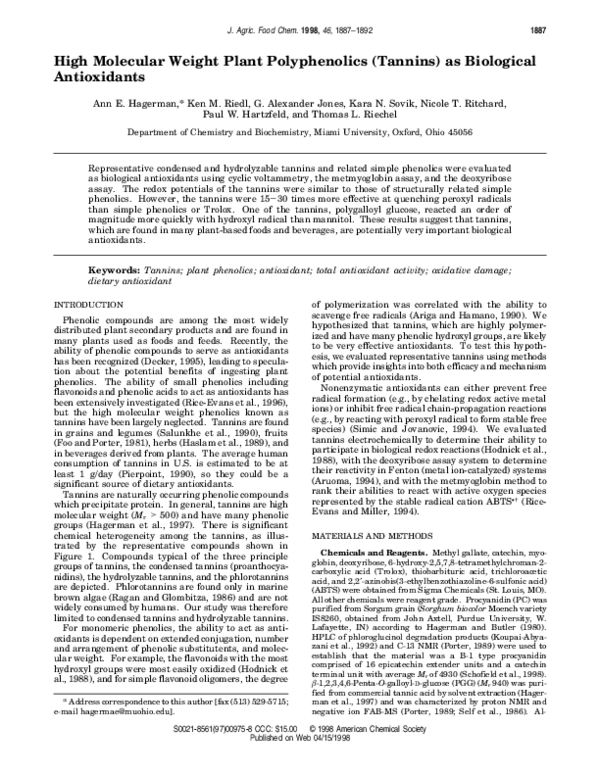 PDF) High Molecular Weight Plant Polyphenolics (Tannins) as