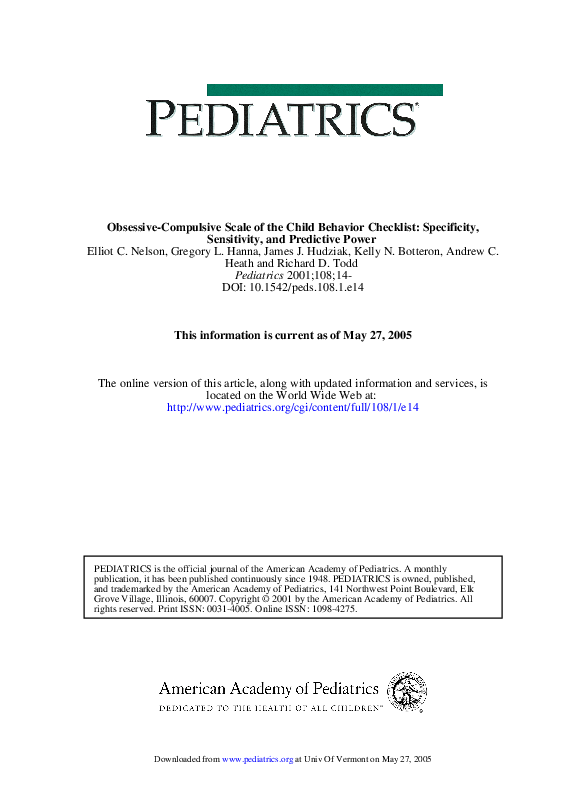(PDF) Obsessive-Compulsive Scale of the Child Behavior Checklist ...